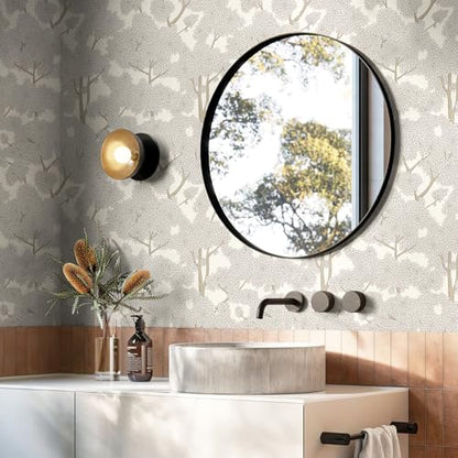 JiffDiff Tree Wallpaper Peel and Stick Jungle Wall Paper Forest Mural Stick on Wallpaper Modern Waterproof Self Adhesive Contact Paper (17.3" x 120" Cream) - color: Cream, size: 17.3" x 120"