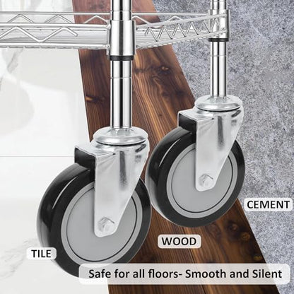 Finnhomy Swivel Caster Wheels 5 Inch Threaded Stem Casters Set of 4 Heavy Duty 3/8"-16 x 1 Anti-wear Polyurethane Industrial Castor Wheels for Cart/Furniture Load Bearing 2200 Lb Smooth Caster Black - style: 5 Inch
