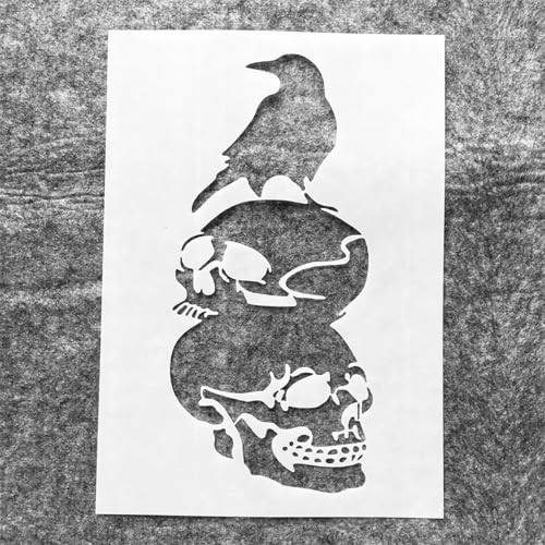 TIAMECH A4 Reusable Halloween Crow Skull Stencil for Painting - style: Crow Skull