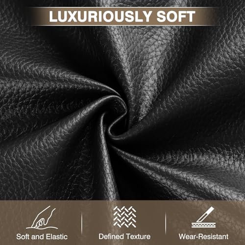 Faux Leather Fabric by The Yard, 55" W Marine Vinyl Fabric, Black-8 Yards - color: Black, size: 8 Yards Continous Cut
