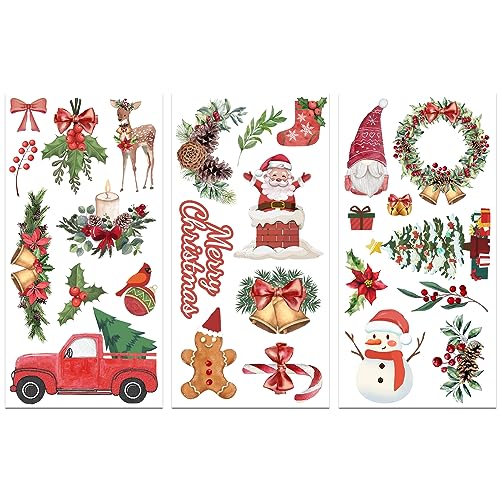 GLOBLELAND 3 Sheets Christmas Pattern Rub on Transfers for Furniture and Crafts Decals 6x12 inch Snowman Transfer Stickers Santa Claus Self Adhesive Waterproof Redesign Décor Transfers Decals for Home - style: Snowman