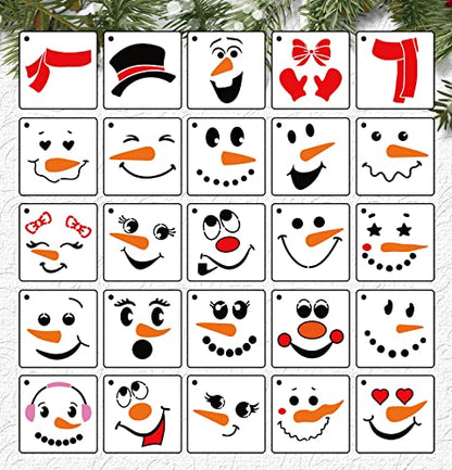 Snowman Face Stencils Reusable Snowman Stencils for Crafts 3" - style: Snoman Face 3"