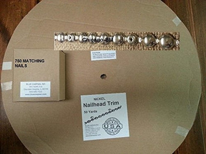 B.C. Upholstery Nailhead Trim with Matching Nails - Nickel - 150 ft (50 yds) - color: Finish: Nickel