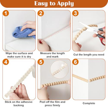 Flexible Molding Trim Peel and Stick-13ft/15mm Bead Mirror Frame Border - color: Wood