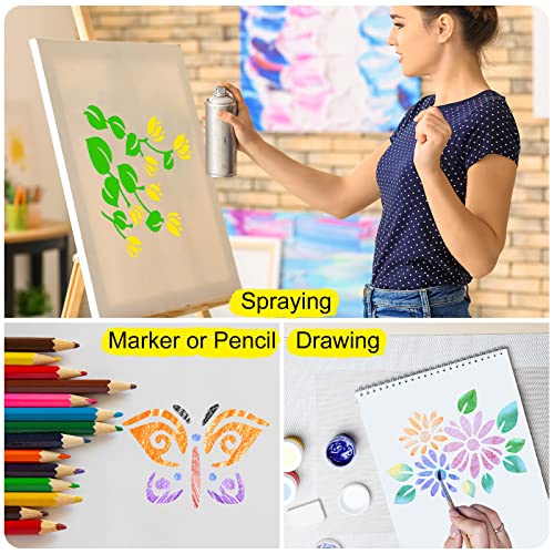 Marspark 72 Pcs Small Flowering Plants Stencils for Crafts Reusable, 3 Inch