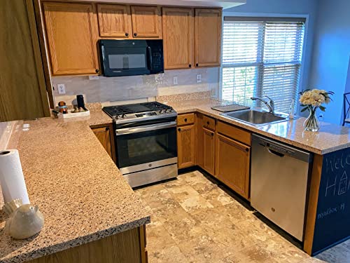 GloryTik Brown Marble Contact Paper Self Adhesive Film Peel and Stick Wallpaper 17.7''X78.7'' Granite Look Glossy Surface Paper Thicken Waterproof for Kitchen Countertop Bathroom Counter Decor Vinyl - size: 17.7" x 78.7"