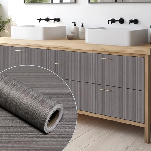 Grasscloth Peel and Stick Wallpaper, 15.7"x118" Dark Brown Textured Self-Adhesive Waterproof Vinyl Fabric Contact Paper, Wall Paper for Kitchen, Shelf Linen, Bathroom, Bedroom - color: Dark Brown, size: 15.7" x 118"