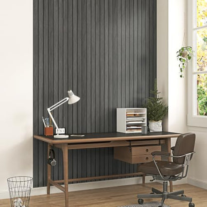 Black 3D Wall Panels Acoustic Wood Slat Wall Paneling for Walls - color: Black