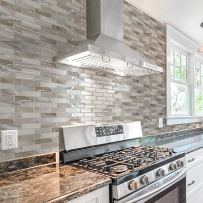 Art3d 10-Pack Marble Peel and Stick Backsplash, 12 x 12 in, Beige & White - color: Beige & White