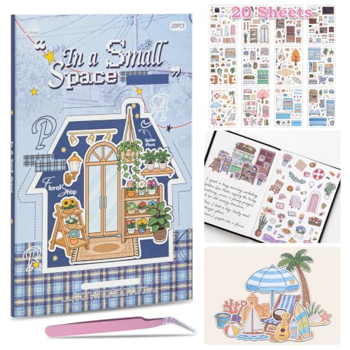 500+ Journaling Sticker Book – Daily Life for Adults & Teens - color: Shop & Town - 20 Sheets