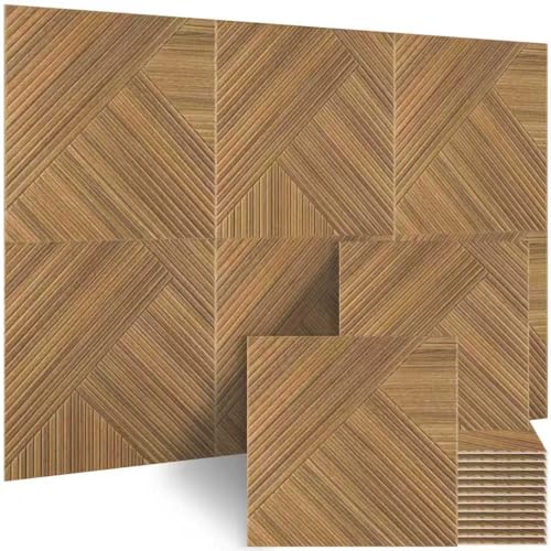 BUBOS 6 Pack Faux Wood Wall Panel,23.6"x23.6" Peel and Stick Acousitc Panel - color: SG Walnut