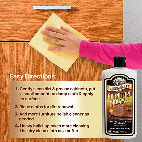 Parker & Bailey Furniture Cream, Floor & Furniture Cleaner, Quick Shine Restorer for Cabinets, Tables & Surfaces, 16 oz. - size: 16 Ounce (Pack of 1)