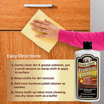 Parker & Bailey Furniture Cream, Floor & Furniture Cleaner, Quick Shine Restorer for Cabinets, Tables & Surfaces, 16 oz. - size: 16 Ounce (Pack of 1)