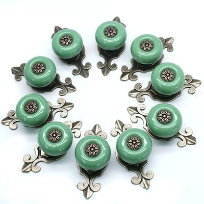 Ceramic Knobs, Green Dresser Knobs, 10pcs - color: Green, size: 10 Pieces