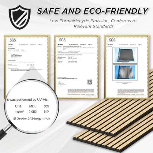 SMARTSTANDARD 2 Pack 106" x 12.6" Wood Slat Wall Panels, White Oak - color: White Oak, size: 106" x 25.2"