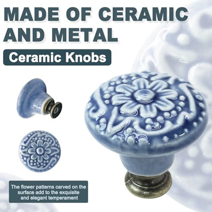Biaungdo 6 Pcs Light Blue Ceramic Kitchen Cabinet Knobs - color: Light Blue