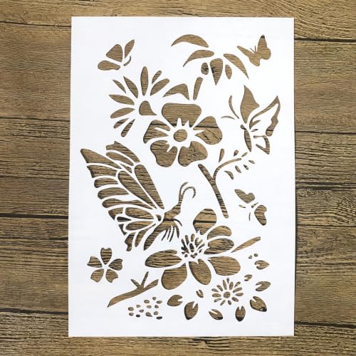 TIAMECH A4 Reusable Flower Butterfly Stencil for Painting - color: Flower Butterfly