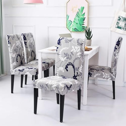 Stretch Chair Covers Slipcovers Set of 6 Printed Stretchable Dining Chair Slipcover Washable Removable for Kitchen,Hotel,Restaurant - color: Flower Vine, size: 6