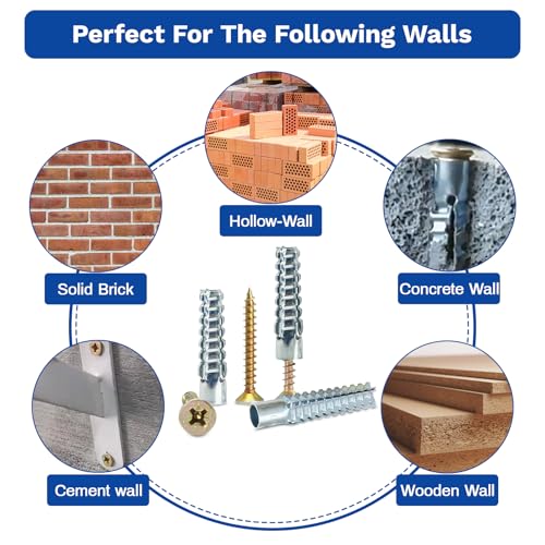 100Pcs M4 M6 Hollow Wall Anchors with Screws, Loose Hinge Hole Repair Kits - size: M4/6-100 Pcs