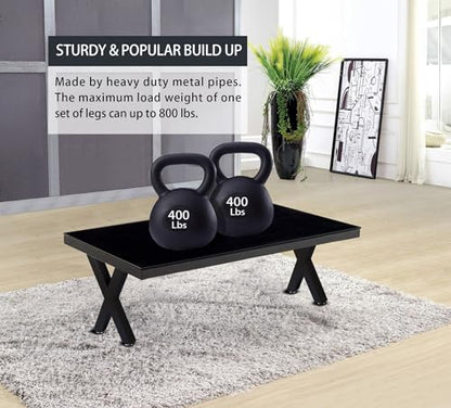 Taelakeni 16 Inch Bench Legs, X Shape Metal Coffee Table Leg, Set of 2, 16" H x 11.8 W - color: Black, size: 16 IN
