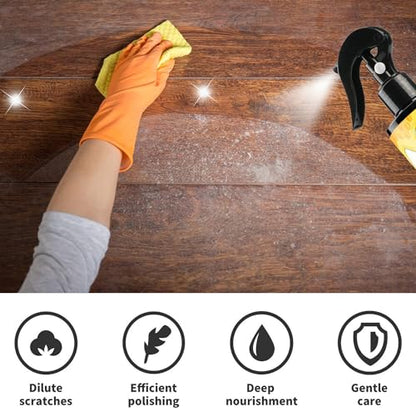 3Pcs Beeswax Spray Furniture Polish, Original Natural Beeswax Care Spray, Wood Cleaner, Wood Floor Polish for Living Room,Kitchen,Wooden Furniture Floors(120ml+Sponge+Cloth)