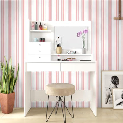 Pink Striped Peel and Stick Wallpaper 17.3" x 480" - color: Pink, size: 17.3" x 480"