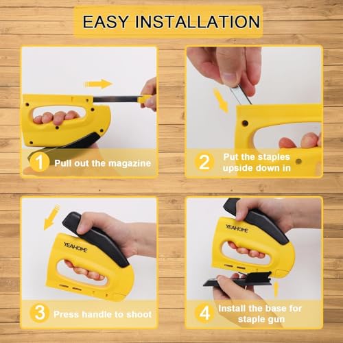 YEAHOME JT21 Forward Action Staple Gun, Upholstery Staple Gun with 1000 pcs JT 21 Staples, Light Duty Staple Guns for Wood, Crafts, DIY, Decoration, Fabric - style: with 1000 Staples