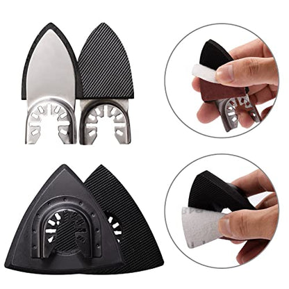 105PCS Oscillating Tool Detail Sanding Pads Kit, 3Pcs Triangle and 2Pcs Finger Sanding Pad, 100Pcs Multitool Sandpaper, Grit Fit for Finishing Wood Sanding Plaster - size: 105 pcs Triangle and Finger Sanding Pads