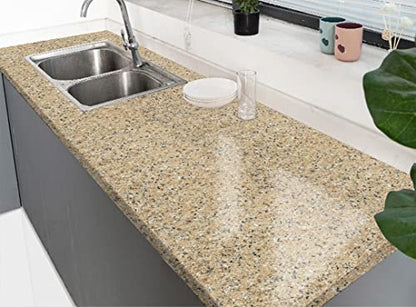 GloryTik Brown Marble Contact Paper Self Adhesive Film Peel and Stick Wallpaper 17.7''X118'' Granite Look Glossy Surface Paper Thicken Waterproof for Kitchen Countertop Bathroom Counter Decor Vinyl - size: 17.7" x 118"