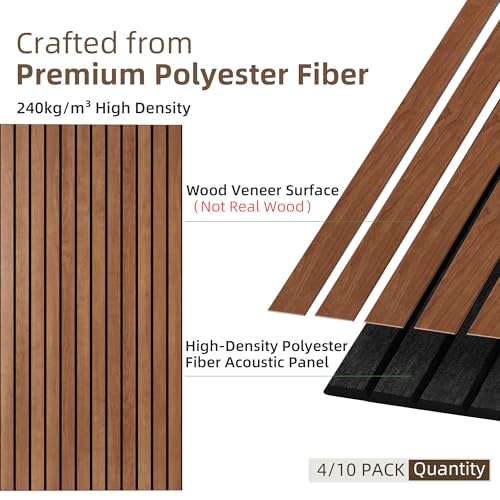 TO-TH Acoustic Wall Panels Wood-Look Sound Dampening Panel 4 Pack, Cherry - color: Cherry, size: 4 pcs - 47.2'' * 23.6''