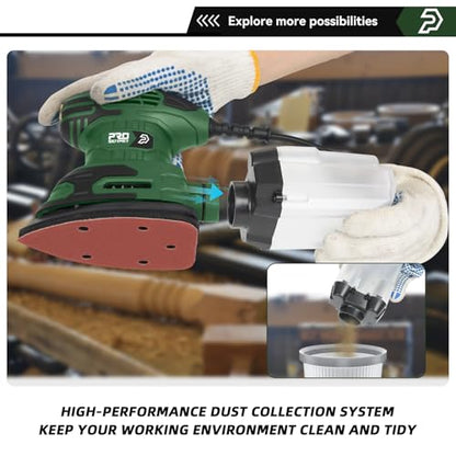 Prostormer Detail Sander, 13000RPM Mouse Sander, 1.6A Electric Palm Sanders - color: Green