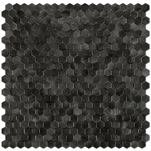 STICKGOO Mosaic Peel and Stick Backsplash Tiles, 8 Sheets, Gunmetal Gray - color: Gunmetal Gray