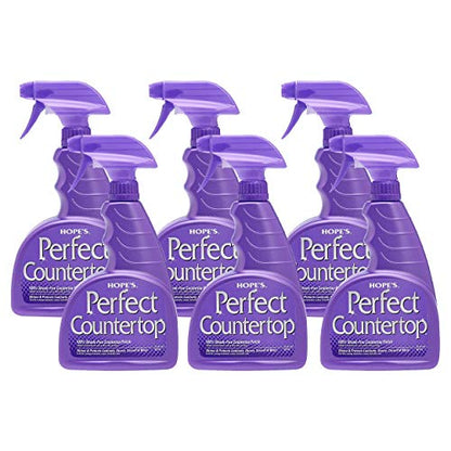HOPE'S Perfect Countertop Cleaner and Polish 22-Ounce, Streak-Free Multi-Surface Cleaning Spray, Safe on Stone, Laminate, CORIAN, Granite, Quartz, Marble, Pack of 6 - style: 22 Fl Oz (Pack of 6)