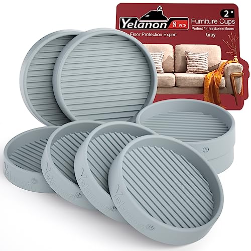 Non Slip Furniture Pads for Hardwood Floors -Yelanon 8 Pcs 2” Coasters Cups - color: 8pcs2"round Gray