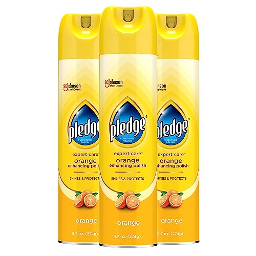 Pledge Enhancing Polish, Wood & Furniture Spray, Orange Scent, 9.7oz (Pack of 3) - size: 9.7 Ounce (Pack of 3)