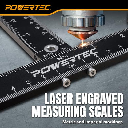 POWERTEC Cabinet Hardware Jig for Knobs & Pulls, Adjustable Drill Guide Template with 5mm Drill Bit, 1"–16" Centering Range, Metric & Imperial Scales for Cabinet Door & Drawer Installation (72427) - style: Cabinet Hardware Jig for Knobs & Pulls