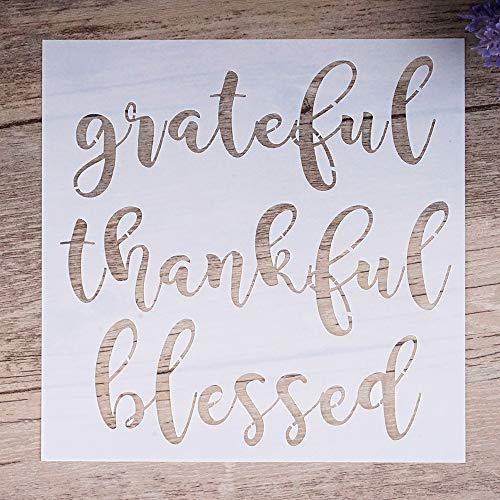 DIY Decorative Stencil Template for Painting on Walls Furniture Crafts, 5.9 in * 5.9 in (Grateful Thankful Blessed) - color: Grateful Thankful Blessed