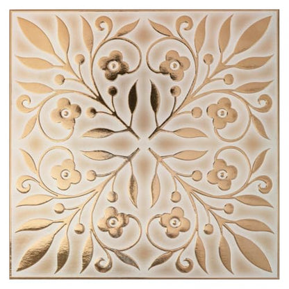 Main Street Peel and Stick Wallpaper Tiles, White & Gold Leaves, 24-Pack - style: White and Gold Leaves
