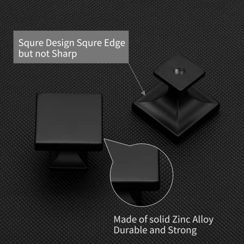 homdiy Black Cabinet Knobs 15 Pack Matte Black Square Cabinet Knobs - color: Black, size: 15 Pack