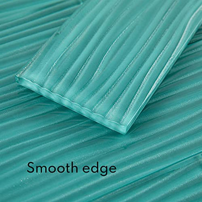 Lovdeco Aquamarine Water Wave Glass Subway Tile, 3 x 12 Inch, 4 Sq Ft, Backsplash for Bathroom Kitchen Wall, Green, 16-Pack - color: Aquamarine, size: 3 x 12 Inch