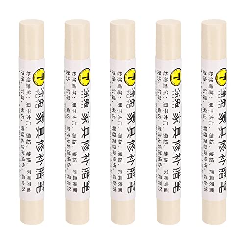 uxcell Furniture Repair Crayons, 5Pcs - Wood Wax Filler Stick, Furniture Markers Touch Up - for Scratches Holes Tables Desks Wooden Floors Cover Ups, Light Wood - color: Light Wood