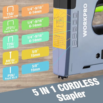 WORKPRO 110V 5-in-1 Corded Electric Staple Gun & Brad Nailer Kit