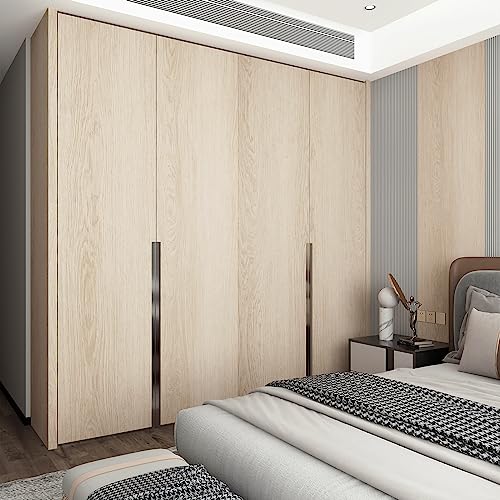 TOTIO Extra Wide Walnut Wood Wallpaper Beige Brown Wood Grain Vinyl Wrap Walnut Contact Paper Peel and Stick 32x157inch Air Guide Slot Design Matte Thickened Self-Adhesive Waterproof Wall Stickers - color: Light Brown, size: 32" x 157"
