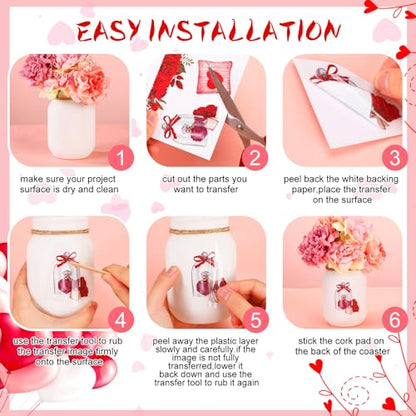 SATINIOR 16 Sheets Valentine‘s Day Rub on Transfers for Crafts and Furniture Valentine's Rub on Transfer Stickers Heart Gnome Rub on Decals for DIY Wood Journal Dairy Envelope Crafts,5.9 x 5.9 Inch - style: Heart Style