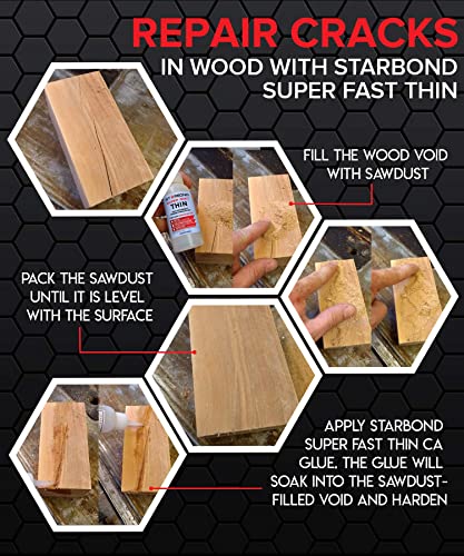 Starbond Super Fast Thin CA Glue Complete Refill Kit (16 oz) – Cyanoacrylate Super Glue with Extra Bottles, Caps, Microtips & Yorker Spout for Cracks, Joints, Woodworking, Woodturning & Model Building - size: 16 ounce