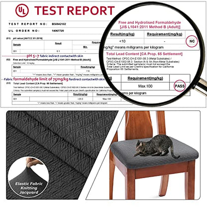 BUYUE Dining Room Chair Seat Covers Set of 4, TPU not Mixed, Friendly Jacquard Fabric Stretch Washable Slipcover for Kitchen Seat Cushions, Grey-4PCS (Pack of 4) - color: Grey, size: 4pcs (Pack of 4)