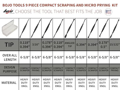 Bojo Tools Scraping | Micro Prying | Multi-Tool Kit, Plastic, 9-Piece - size: Compact Scraping & Micro Prying F1 Kit