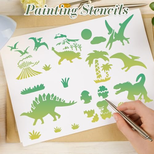 Dinosaur Stencils for Crafts Reusable 25Pcs Stencils(6X6 Inch) - color: Dinosaur