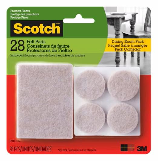 Scotch™ Felt Pads SP890-DCNA, Beige, 2x3 in & 1 in, 28/pk