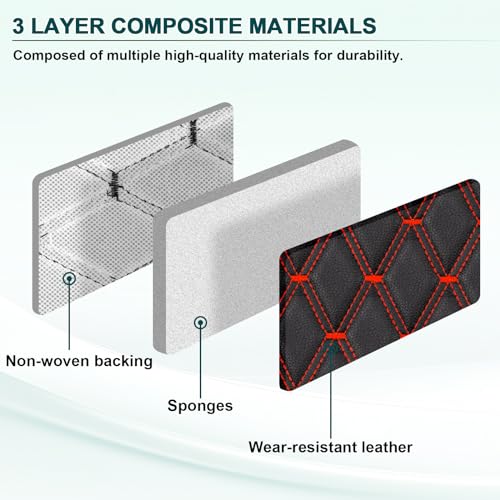 Vinyl Upholstery Diamond Fabric by the Yard, Black with Red Stitching - color: Black(red Thread), size: Style-B